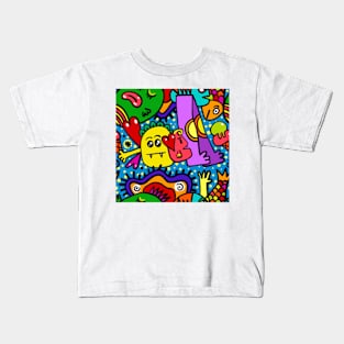 Colorful Doodle Monsters Halloween Kids T-Shirt